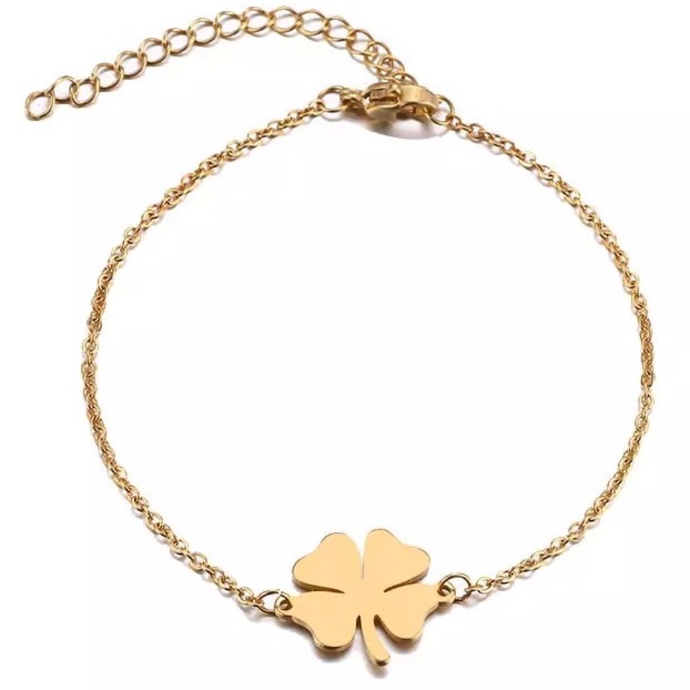 Gold lucky Four Leaf Clover Bracelet